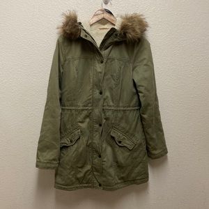 Hollister Faux Fur Lined Hooded Parka Large
